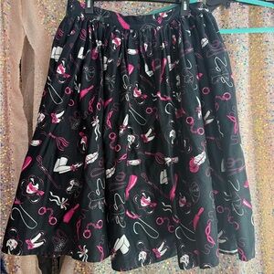 Vixen by Micheline Pitt Black and Pink A-Line Skirt